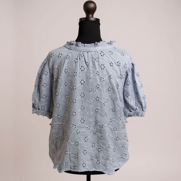 Free People Letters to Juliet Eyelet Top Size M White 100% Cotton Boho Chic - Picture 2 of 6